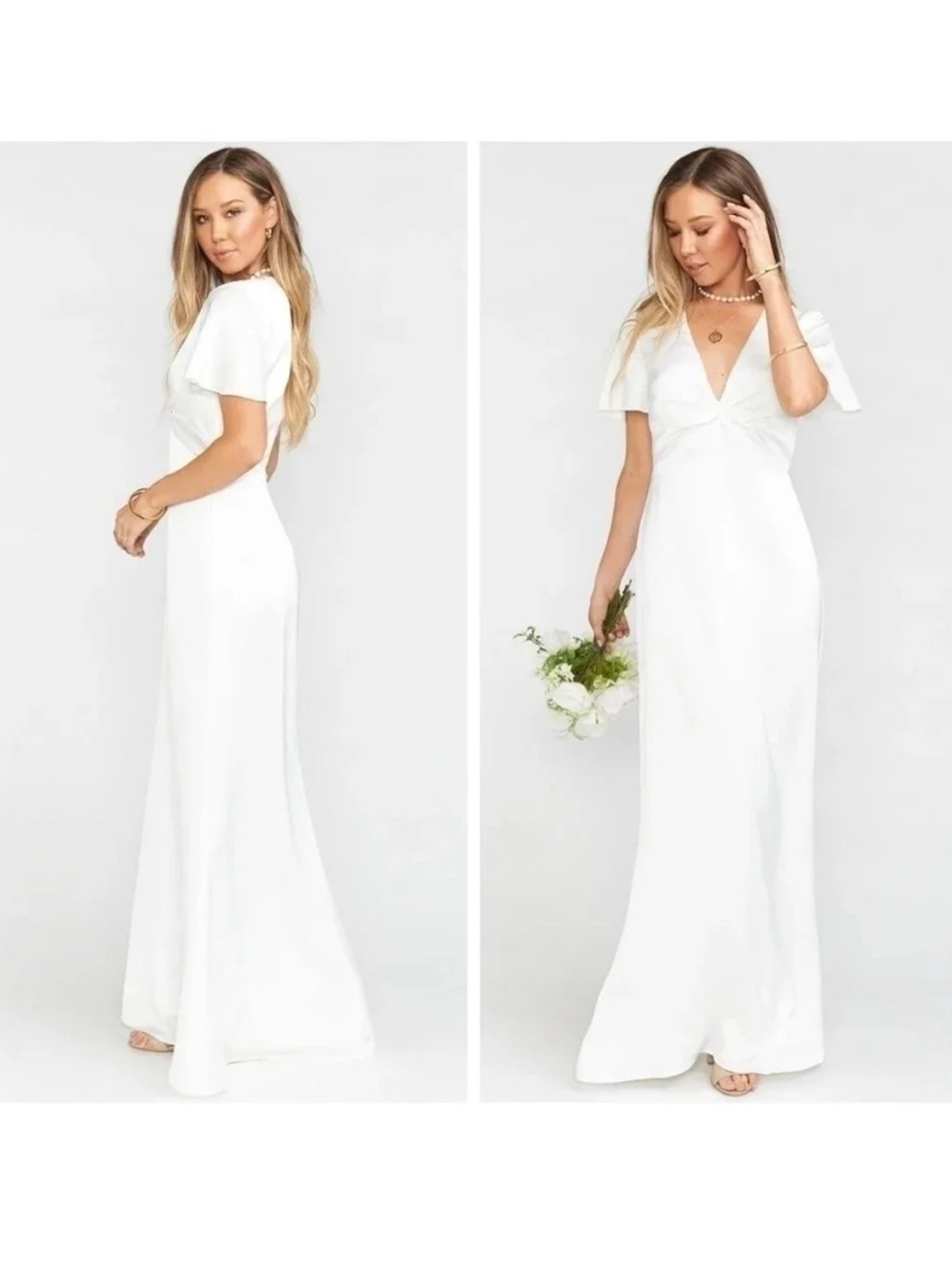 Show Me Your Mumu Rome Twist Gown in luxe satin white size large